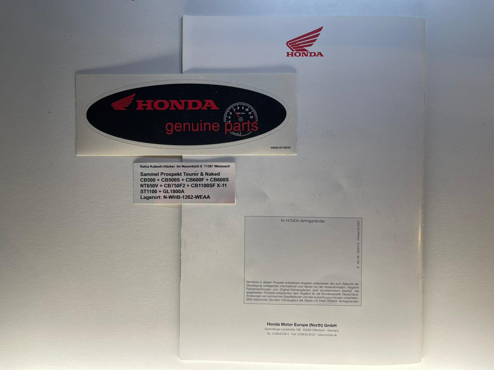 Sammel Prospekt Honda CB500 + CB500S Sport Bj. 2001 + Aufkleber