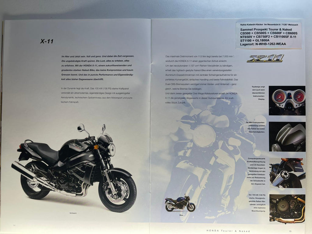Sammel Prospekt Honda CB500 + CB500S Sport Bj. 2001 + Aufkleber