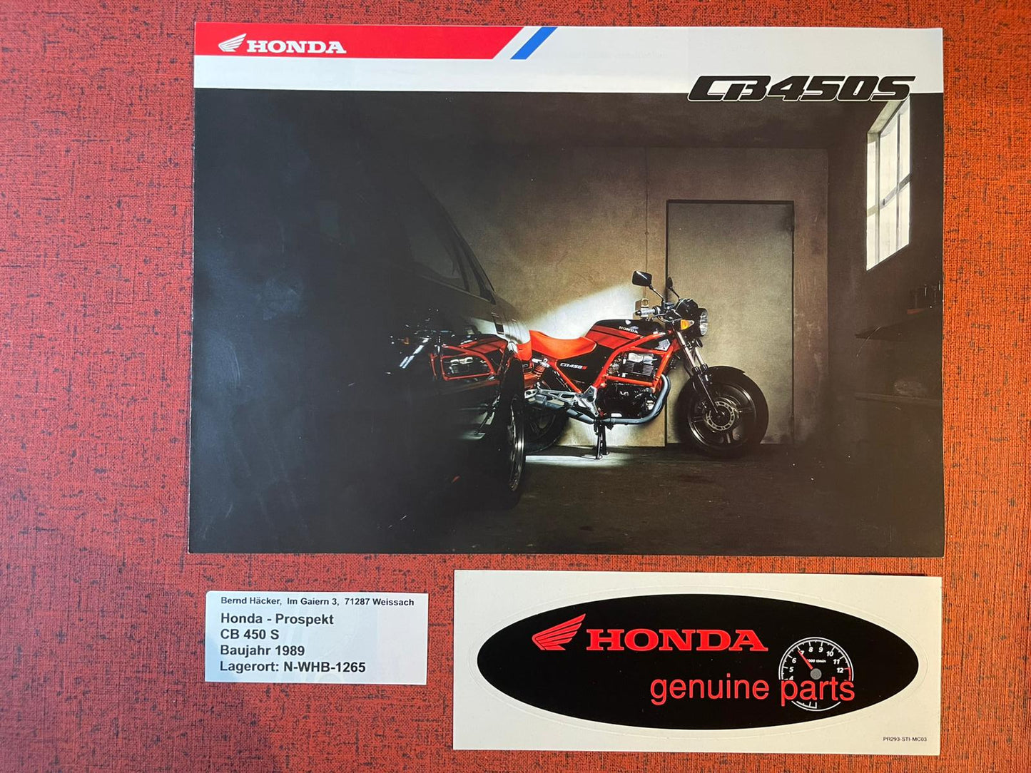 Prospekt Honda CB450S - CB 450 S Bj. 1988 + Aufkleber
