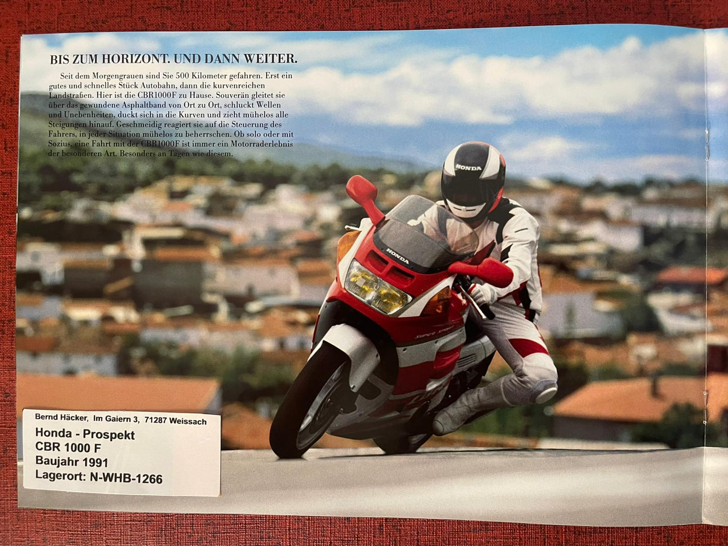 Prospekt Honda CBR1000F - CBR 1000 F Bj. 1991 + Aufkleber