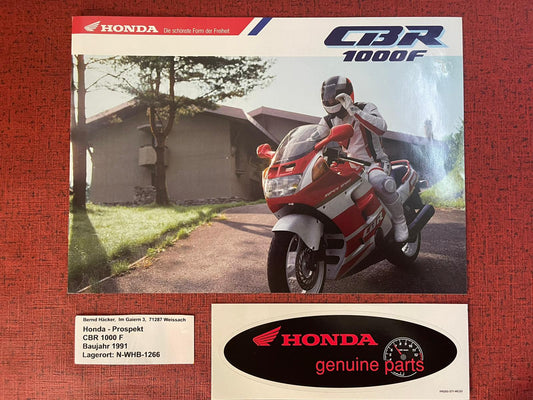 Prospekt Honda CBR1000F - CBR 1000 F Bj. 1991 + Aufkleber