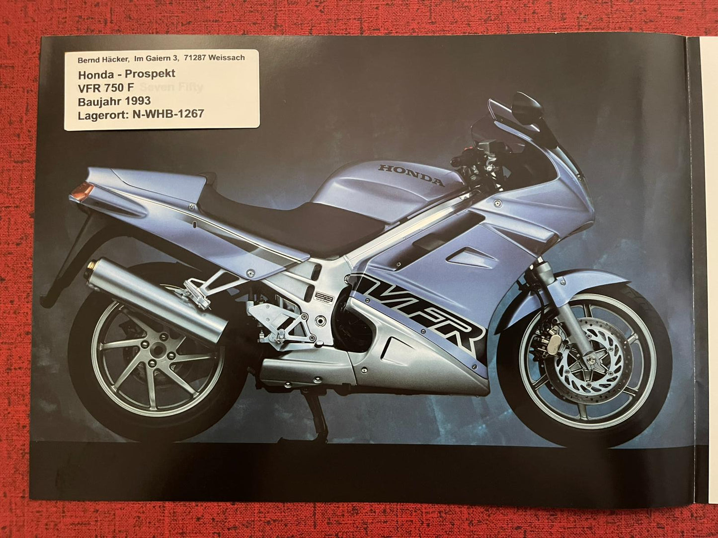 Prospekt Honda VFR750F - VFR 750 F Bj. 1993 + Aufkleber
