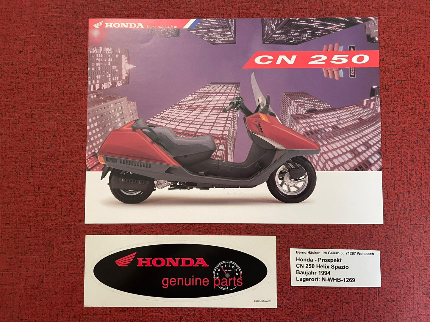 Prospekt Honda CN250 - CN 250 Helix Bj. 1994 + Aufkleber
