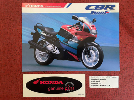 Prospekt Honda CBR600F - CBR 600 F Bj. 1991 + Aufkleber