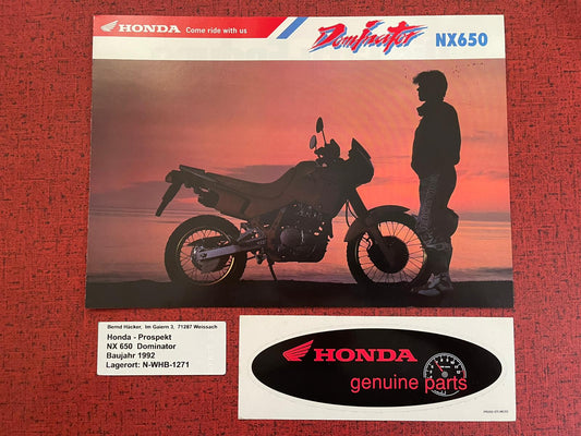 Prospekt Honda NX650 - NX 650 Dominator Bj. 1992 + Aufkleber