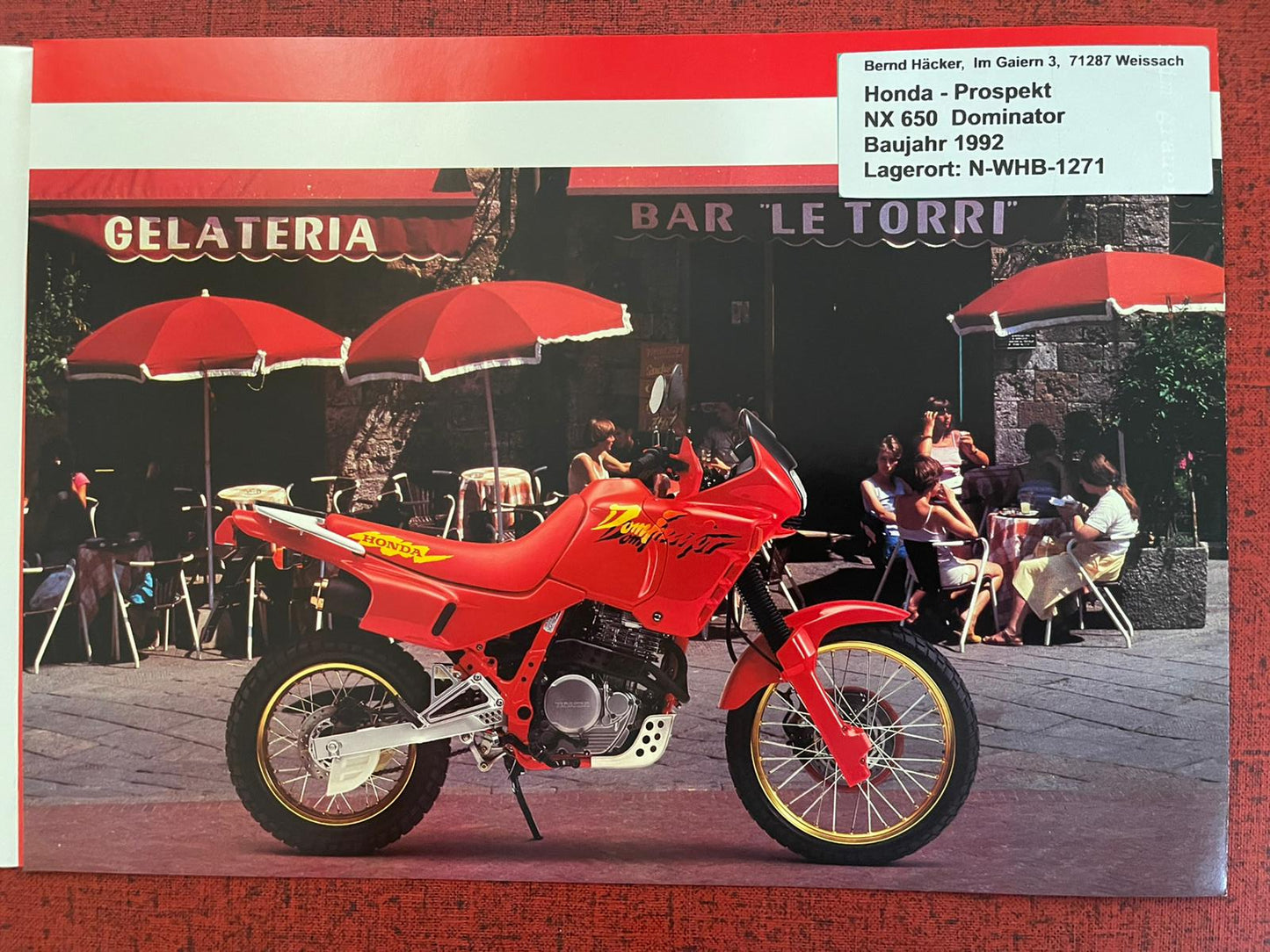 Prospekt Honda NX650 - NX 650 Dominator Bj. 1992 + Aufkleber