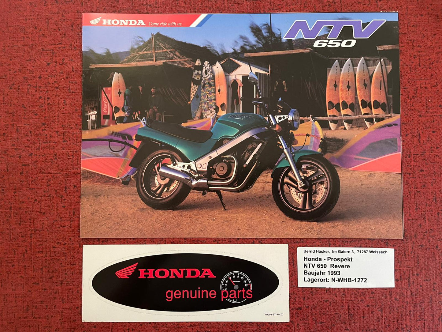 Prospekt Honda NTV650 - NTV 650 Revere Bj. 1993 + Aufkleber