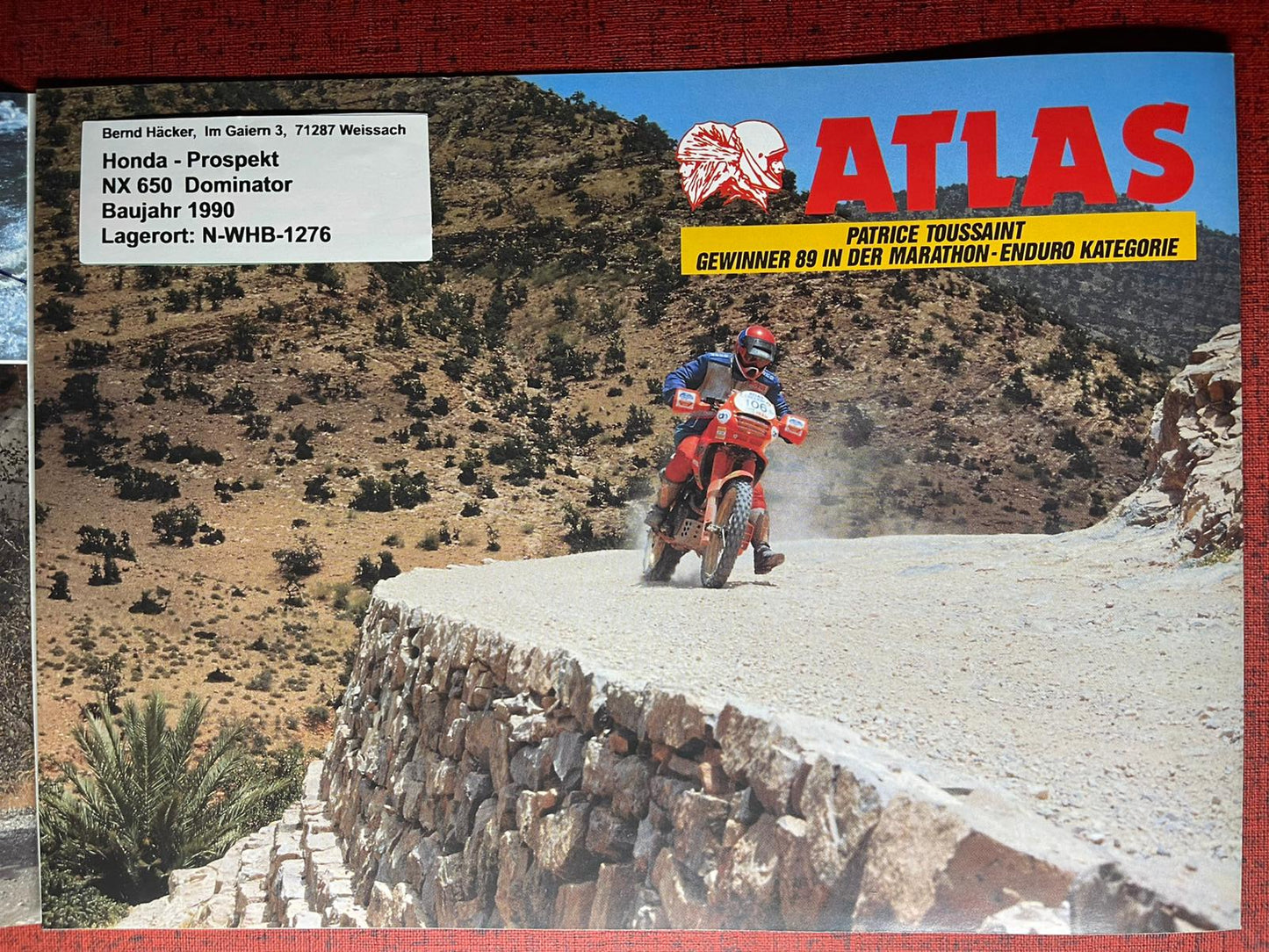 Prospekt Honda NX650 - NX 650 Dominator - Bj. 1990 + Aufkleber
