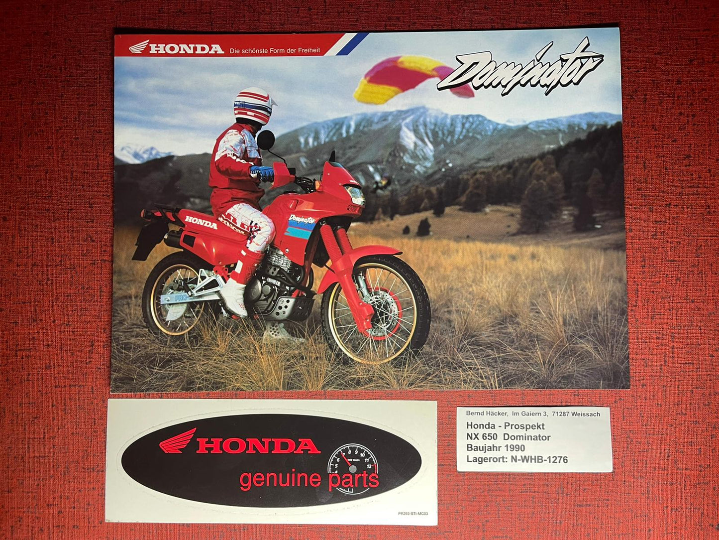 Prospekt Honda NX650 - NX 650 Dominator - Bj. 1990 + Aufkleber