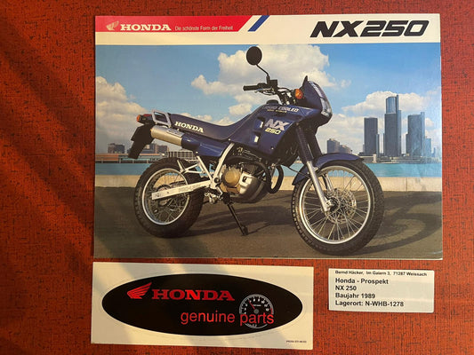 Prospekt Honda NX250 - NX 250 Bj. 1989 + Aufkleber
