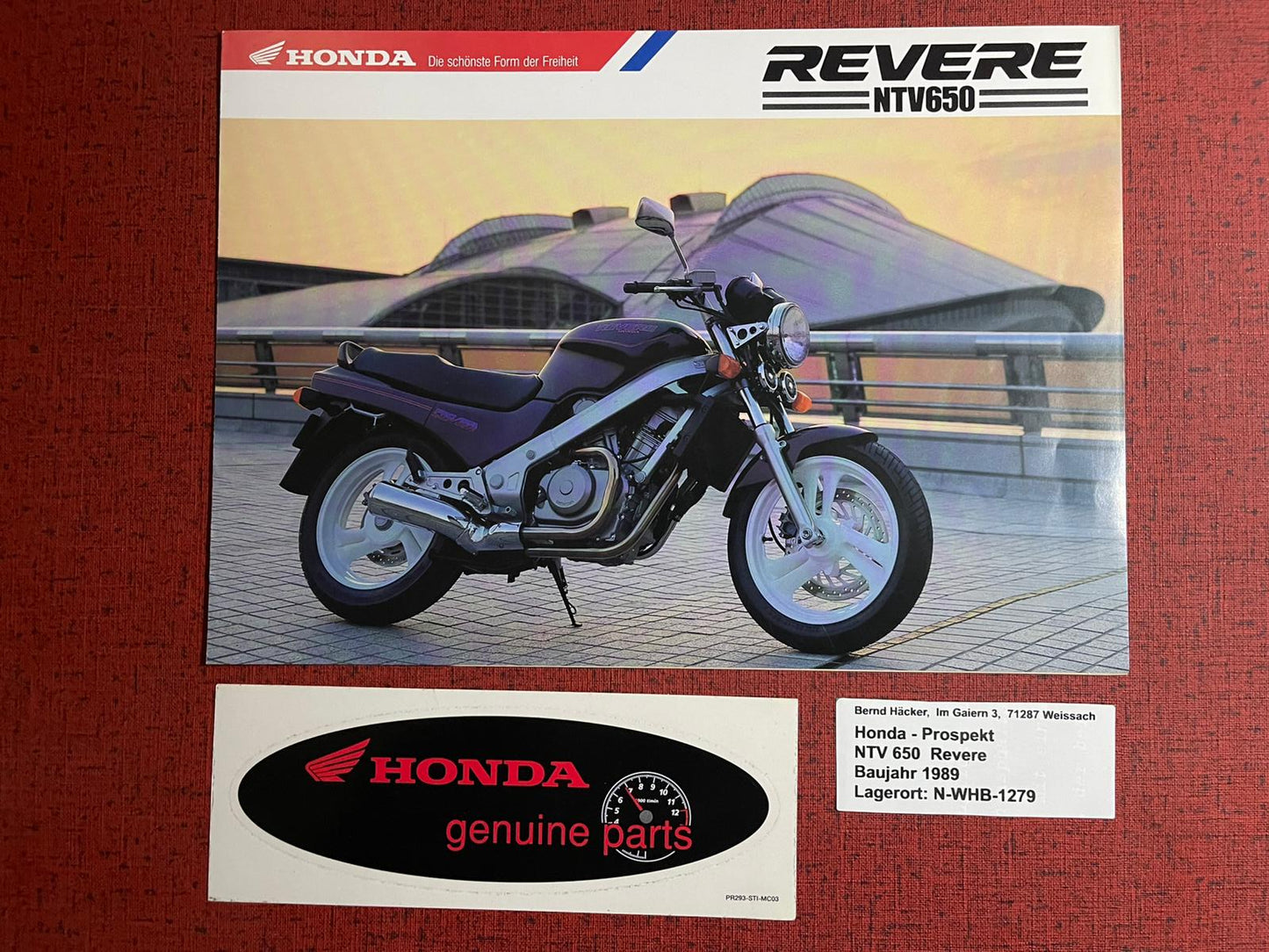 Prospekt Honda NTV650 - NTV 650 Revere Bj. 1989 + Aufkleber