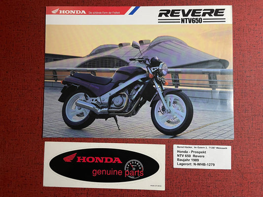 Prospekt Honda NTV650 - NTV 650 Revere Bj. 1989 + Aufkleber
