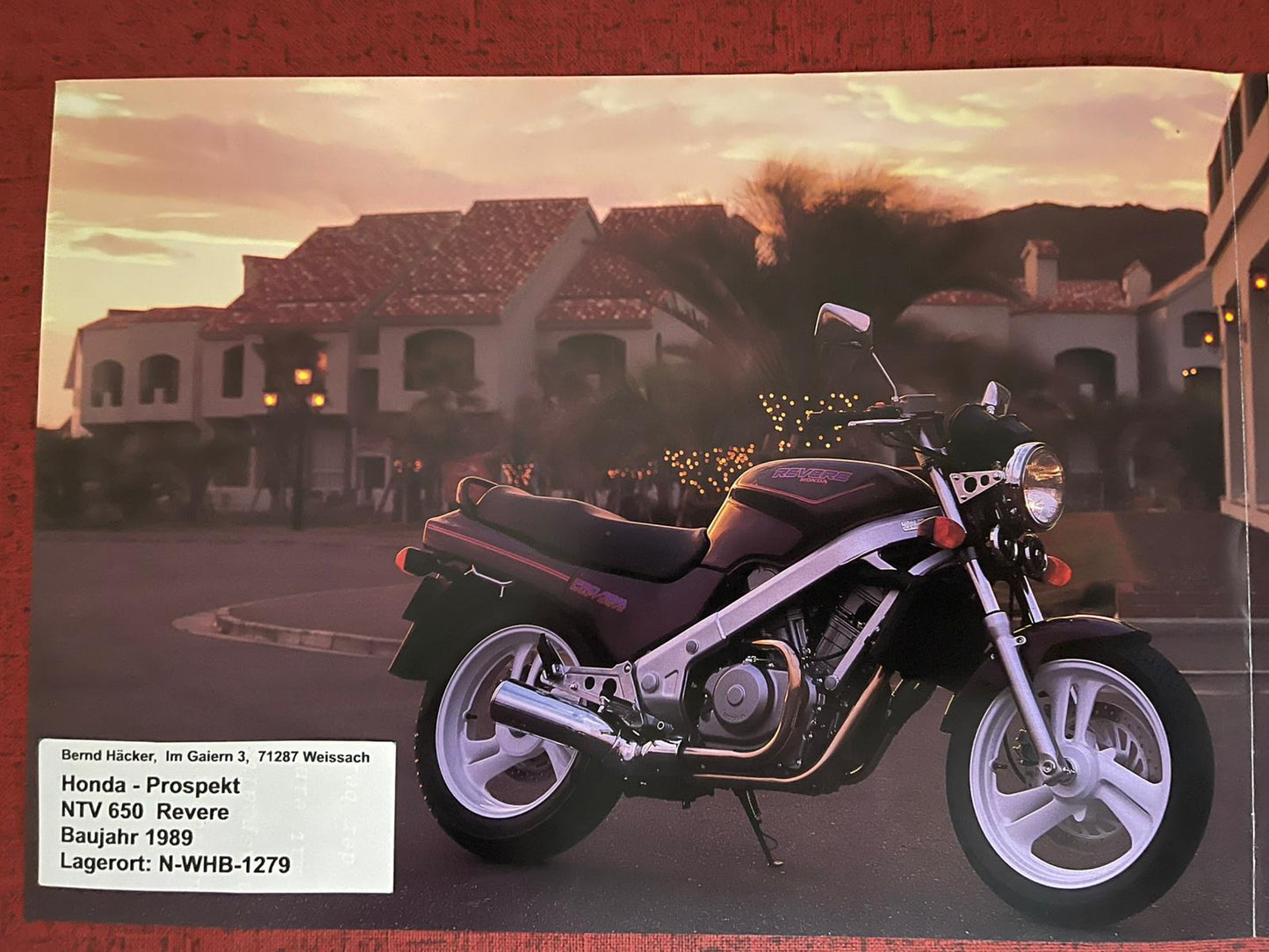 Prospekt Honda NTV650 - NTV 650 Revere Bj. 1989 + Aufkleber