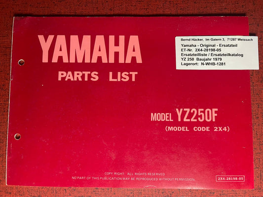 Ersatzteilkatalog YZ250 YZ 250 Typ 2X4 Bj 1979 Yamaha Ersatzteilliste (Kopie)