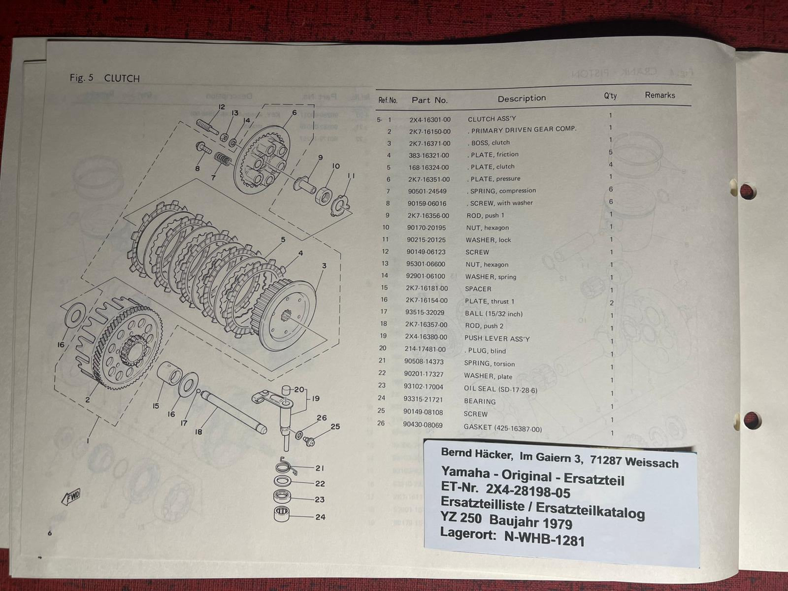 Ersatzteilkatalog YZ250 YZ 250 Typ 2X4 Bj 1979 Yamaha Ersatzteilliste (Kopie)