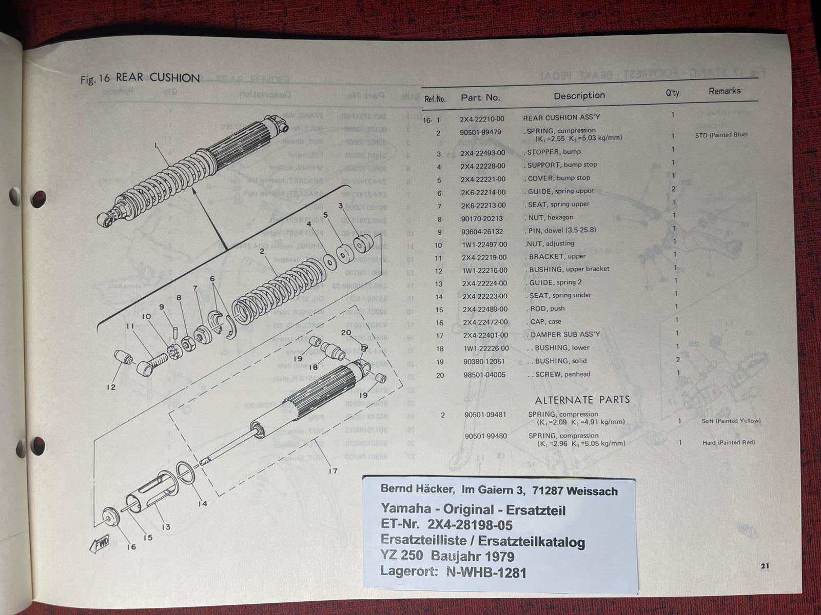 Ersatzteilkatalog YZ250 YZ 250 Typ 2X4 Bj 1979 Yamaha Ersatzteilliste (Kopie)