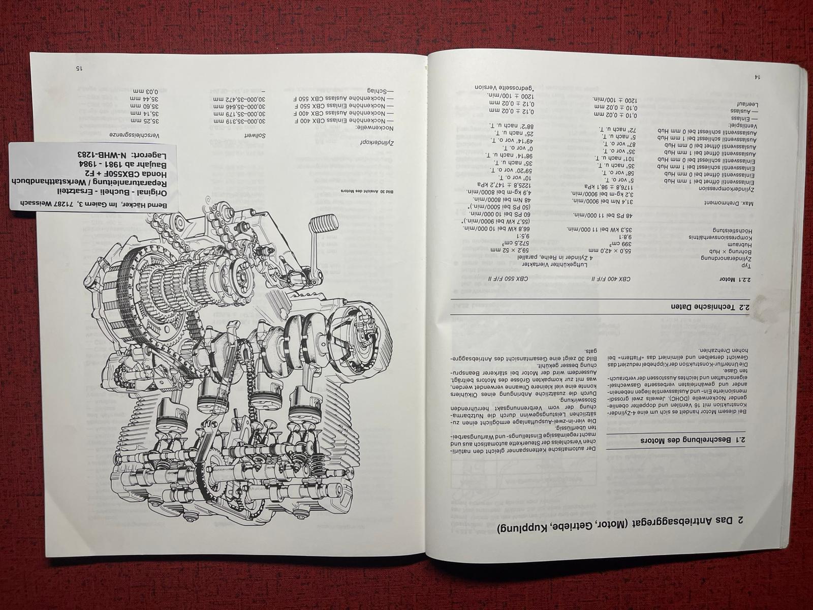 WERKSTATTHANDBUCH CBX550F CBX 550 F / F2 - ab 1981 - Reparaturanleitung