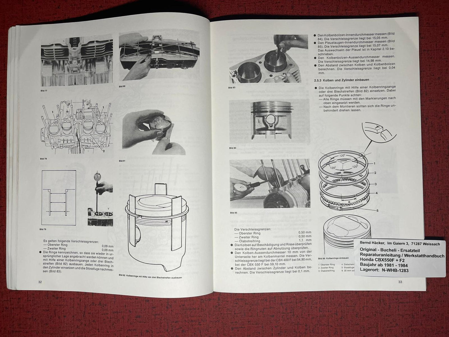 WERKSTATTHANDBUCH CBX550F CBX 550 F / F2 - ab 1981 - Reparaturanleitung