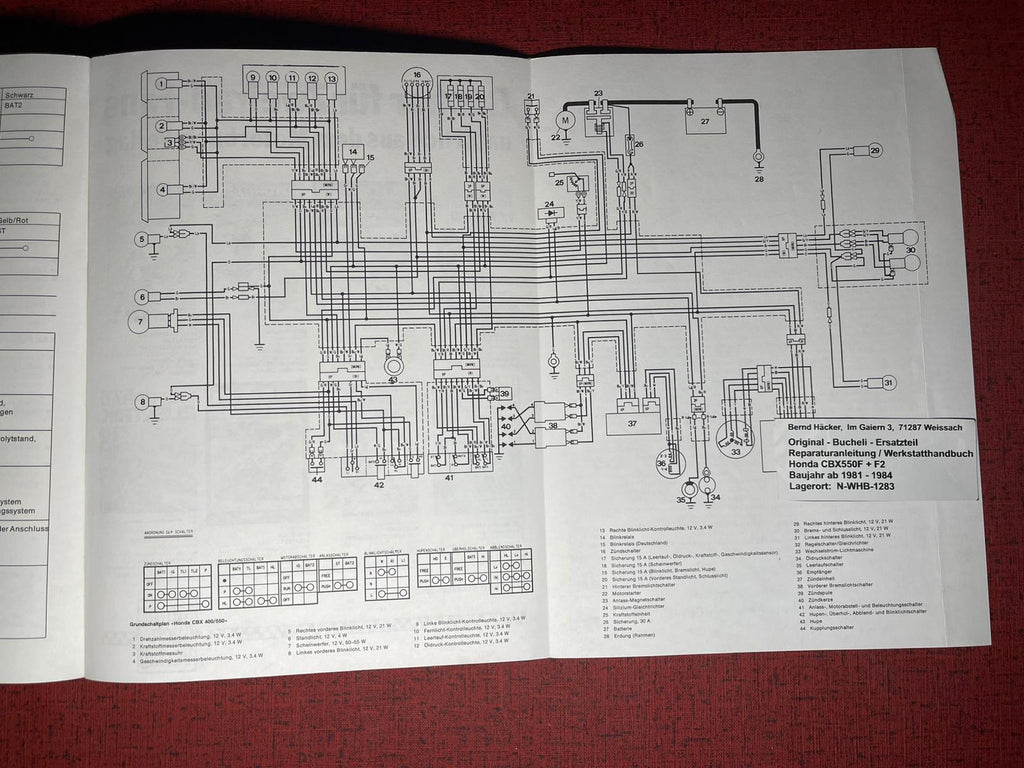 WERKSTATTHANDBUCH CBX550F CBX 550 F / F2 - ab 1981 - Reparaturanleitung