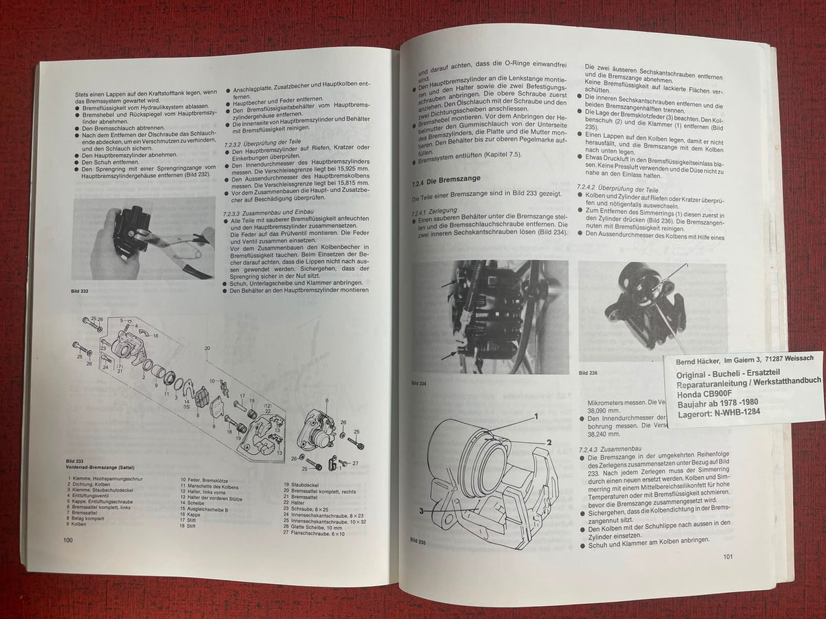 WERKSTATTHANDBUCH CB900F CB 900 F - 1978 - 1981 Reparaturanleitung