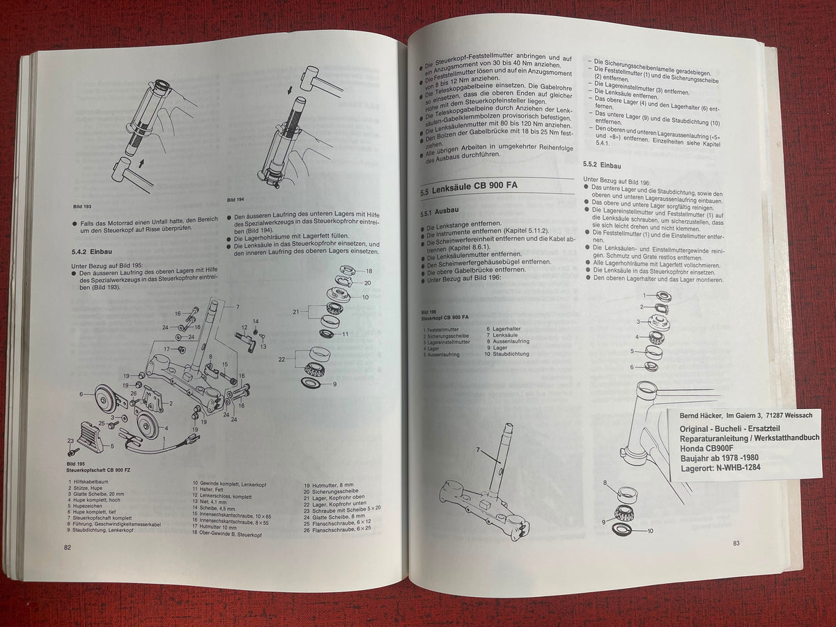 WERKSTATTHANDBUCH CB900F CB 900 F - 1978 - 1981 Reparaturanleitung