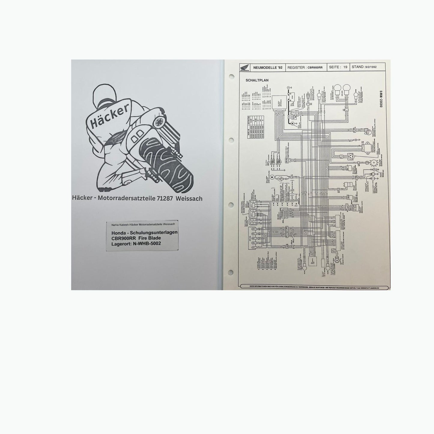Honda Schulungs - Unterlagen CBR900RR CBR 900 RR Fire Blade ab Baujahr 1992 für Sammler