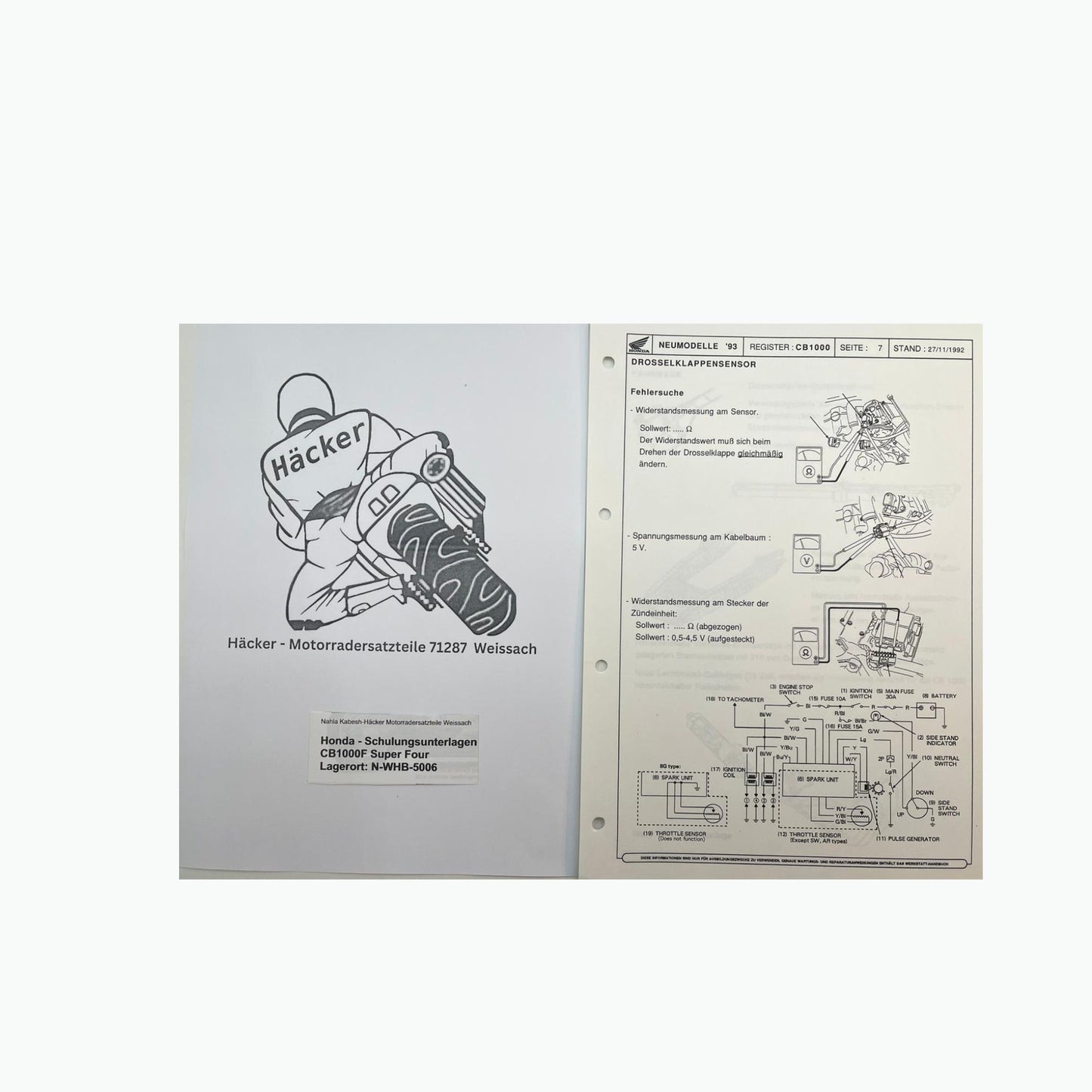 Honda Schulungs - Unterlagen CB1000F CB 1000 F Super Four ab Baujahr 1993 für Sammler