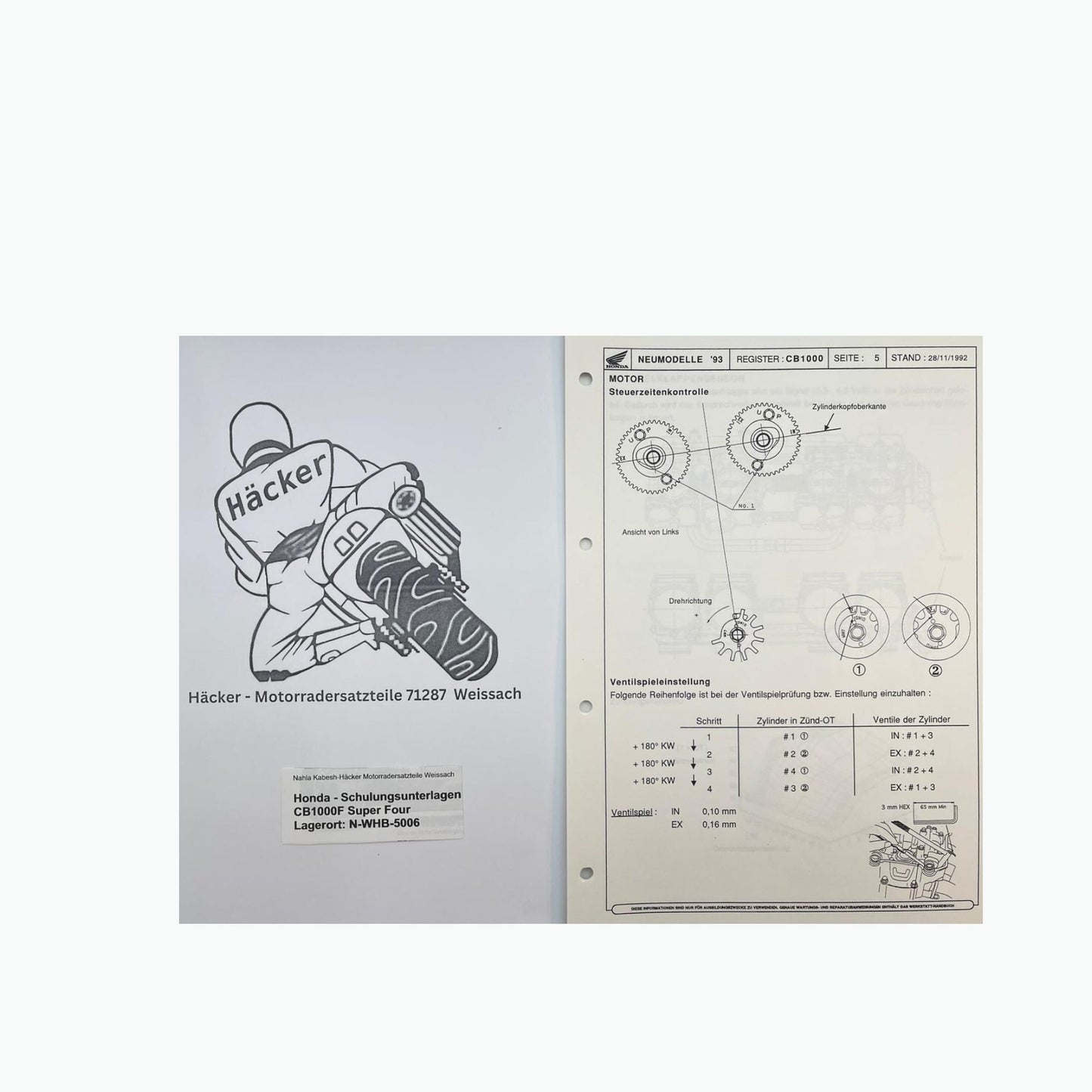 Honda Schulungs - Unterlagen CB1000F CB 1000 F Super Four ab Baujahr 1993 für Sammler