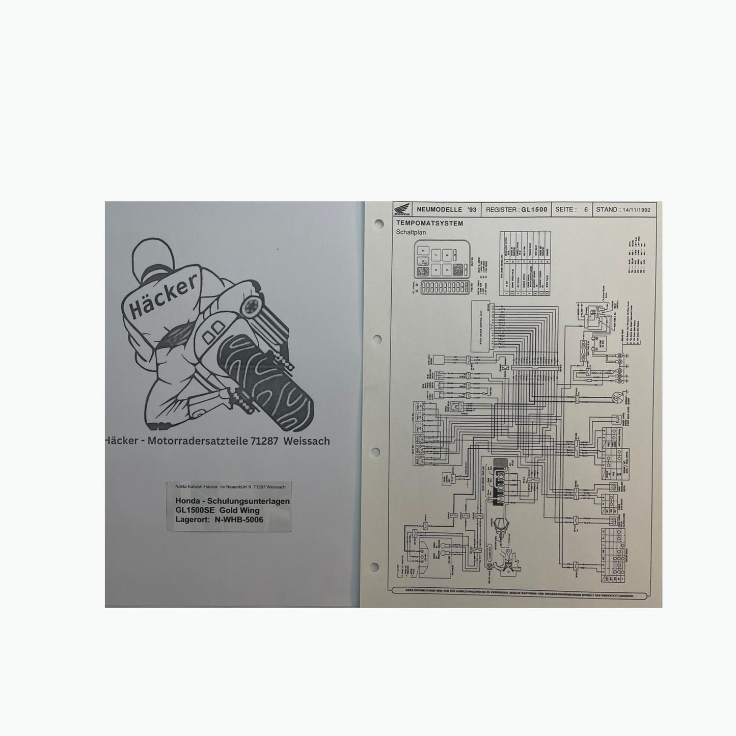 Honda Schulungs - Unterlagen GL1500SE GL 1500 SE Gold Wing ab Baujahr 1993 für Sammler