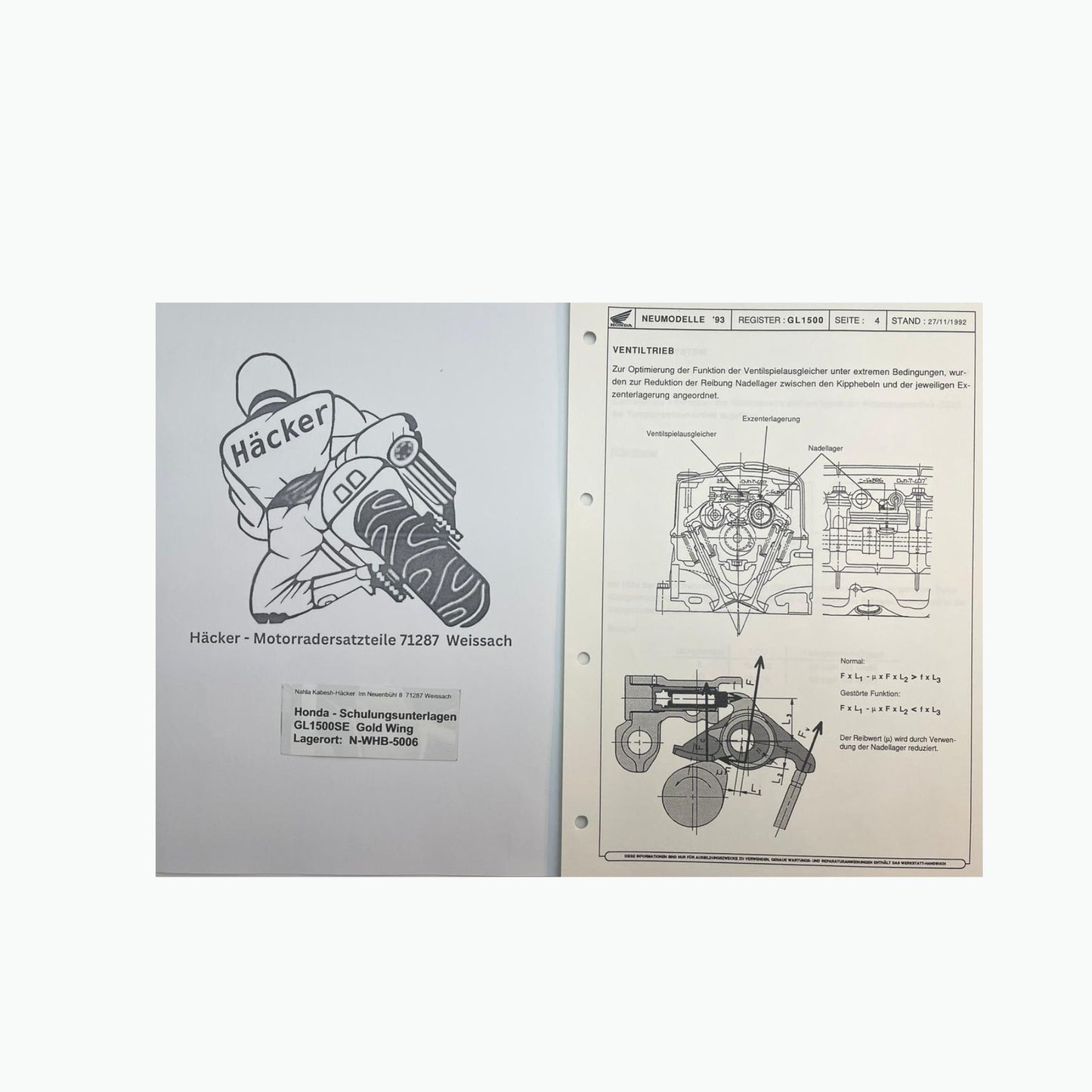 Honda Schulungs - Unterlagen GL1500SE GL 1500 SE Gold Wing ab Baujahr 1993 für Sammler