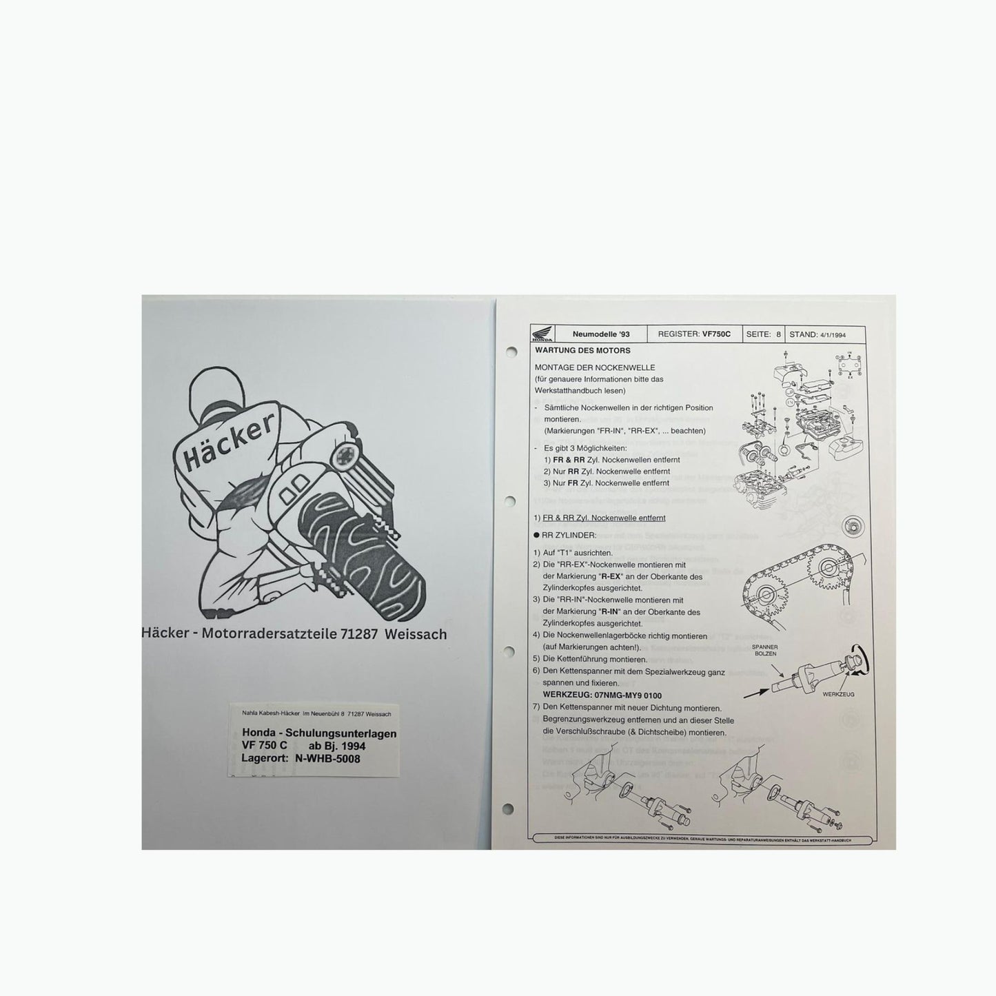 Honda Schulungs - Unterlagen VF750C VF 750 C Magna ab Baujahr 1994 für Sammler