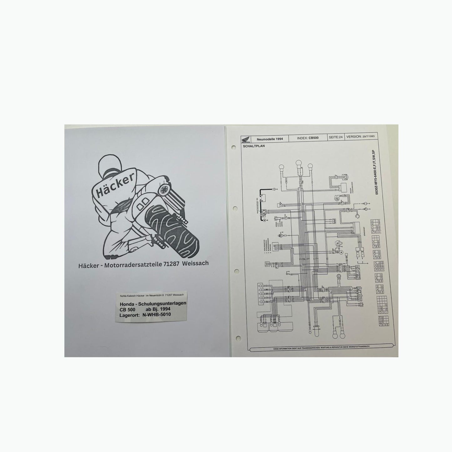 Honda Schulungs - Unterlagen CB500 CB 500 ab Baujahr 1994 für Sammler