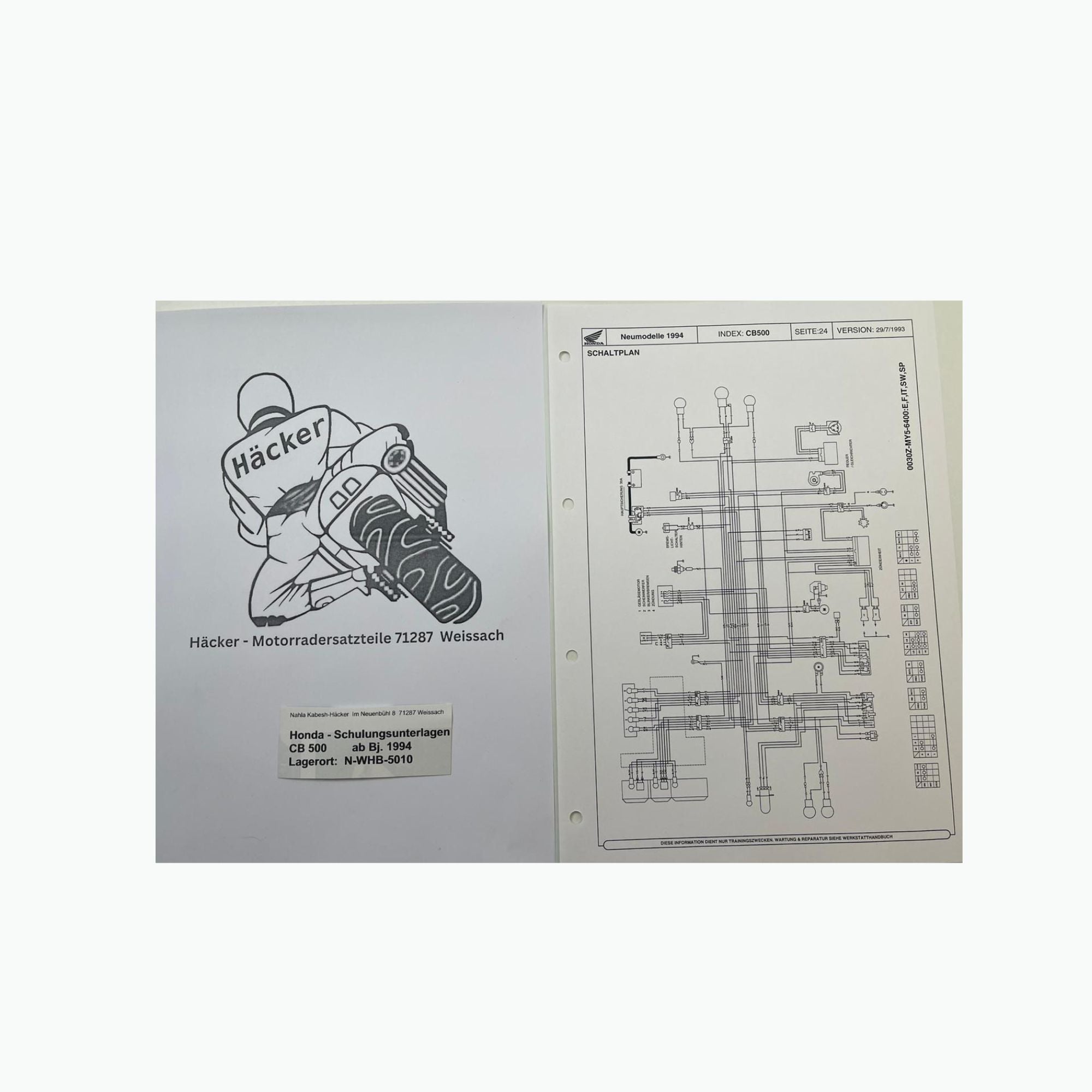 Honda Schulungs - Unterlagen CB500 CB 500 ab Baujahr 1994 für Sammler