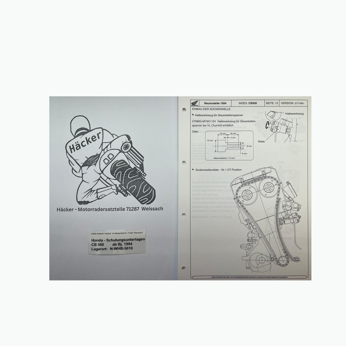 Honda Schulungs - Unterlagen CB500 CB 500 ab Baujahr 1994 für Sammler