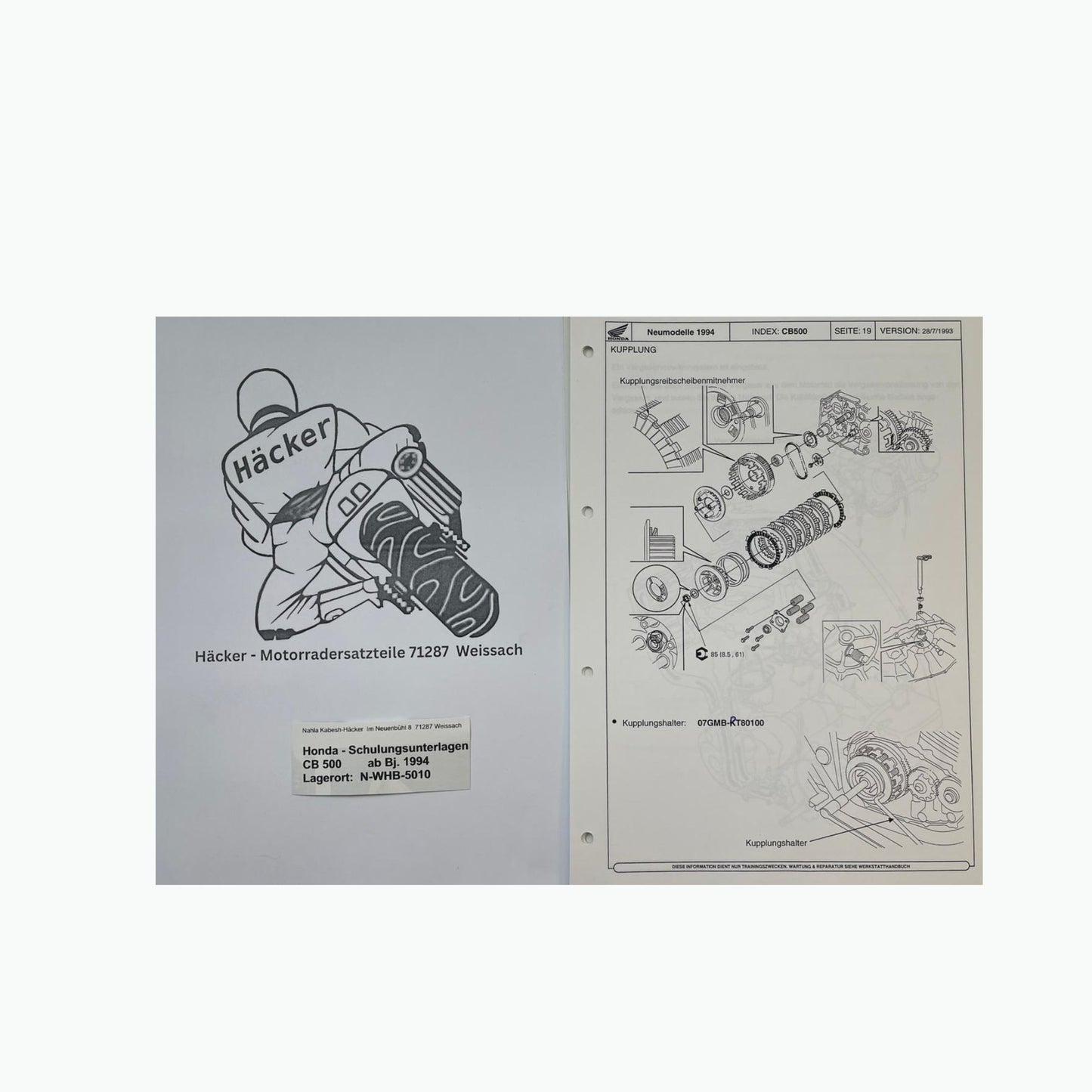 Honda Schulungs - Unterlagen CB500 CB 500 ab Baujahr 1994 für Sammler