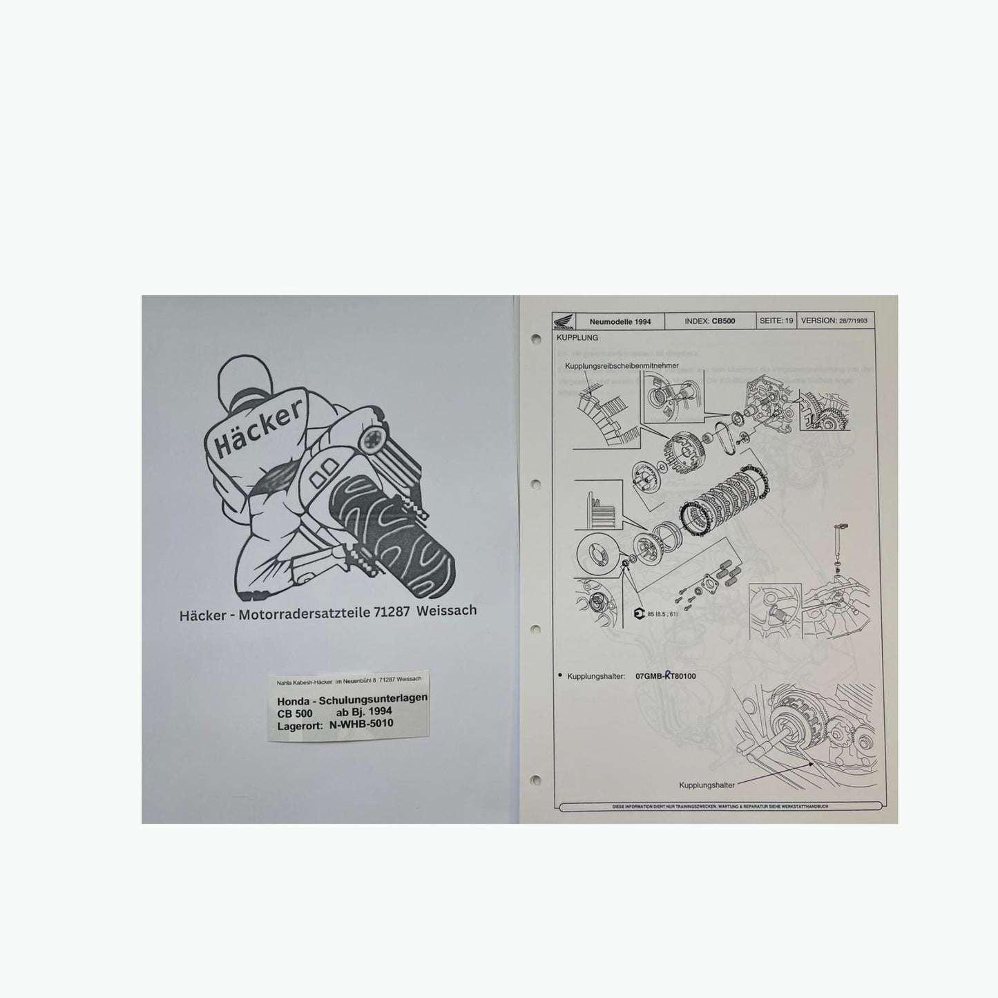 Honda Schulungs - Unterlagen CB500 CB 500 ab Baujahr 1994 für Sammler