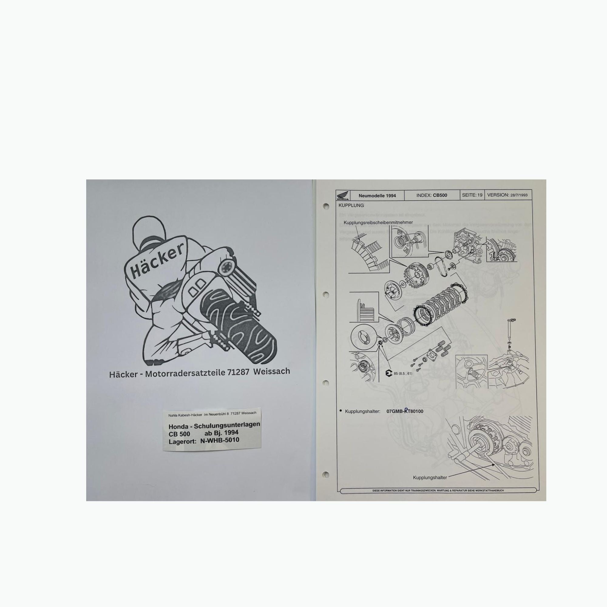 Honda Schulungs - Unterlagen CB500 CB 500 ab Baujahr 1994 für Sammler