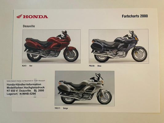 NT650V NT 650 V Deauville Baujahr 2000 - Honda Original Farbchart Prospekt