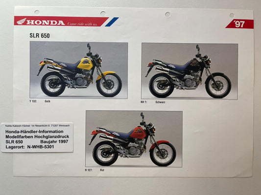 SLR650 SLR 650 Baujahr 1997 - Honda Original Farbchart Prospekt