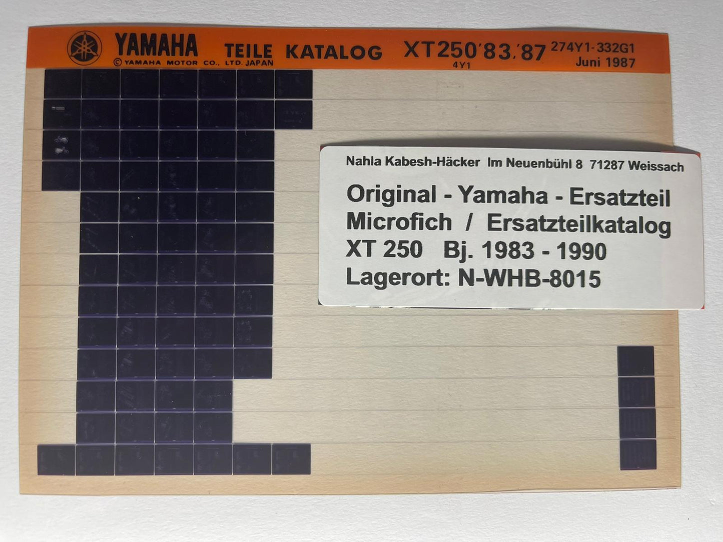 Microfich  XT250 - XT 250 - Baujahr 1983 - 1990 - Ersatzteilkatalog