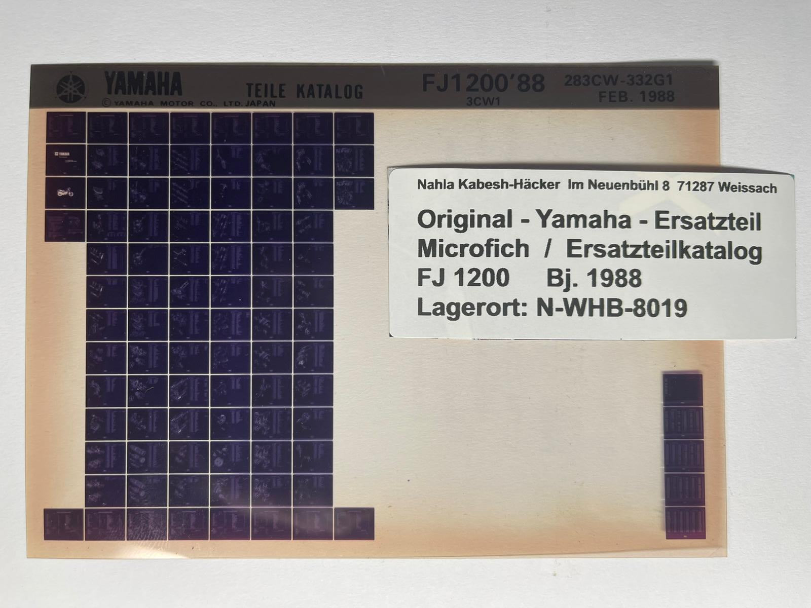 Microfich  FJ1200 - FJ 1200 - Bj. 1988 - Ersatzteilkatalog - Teileliste