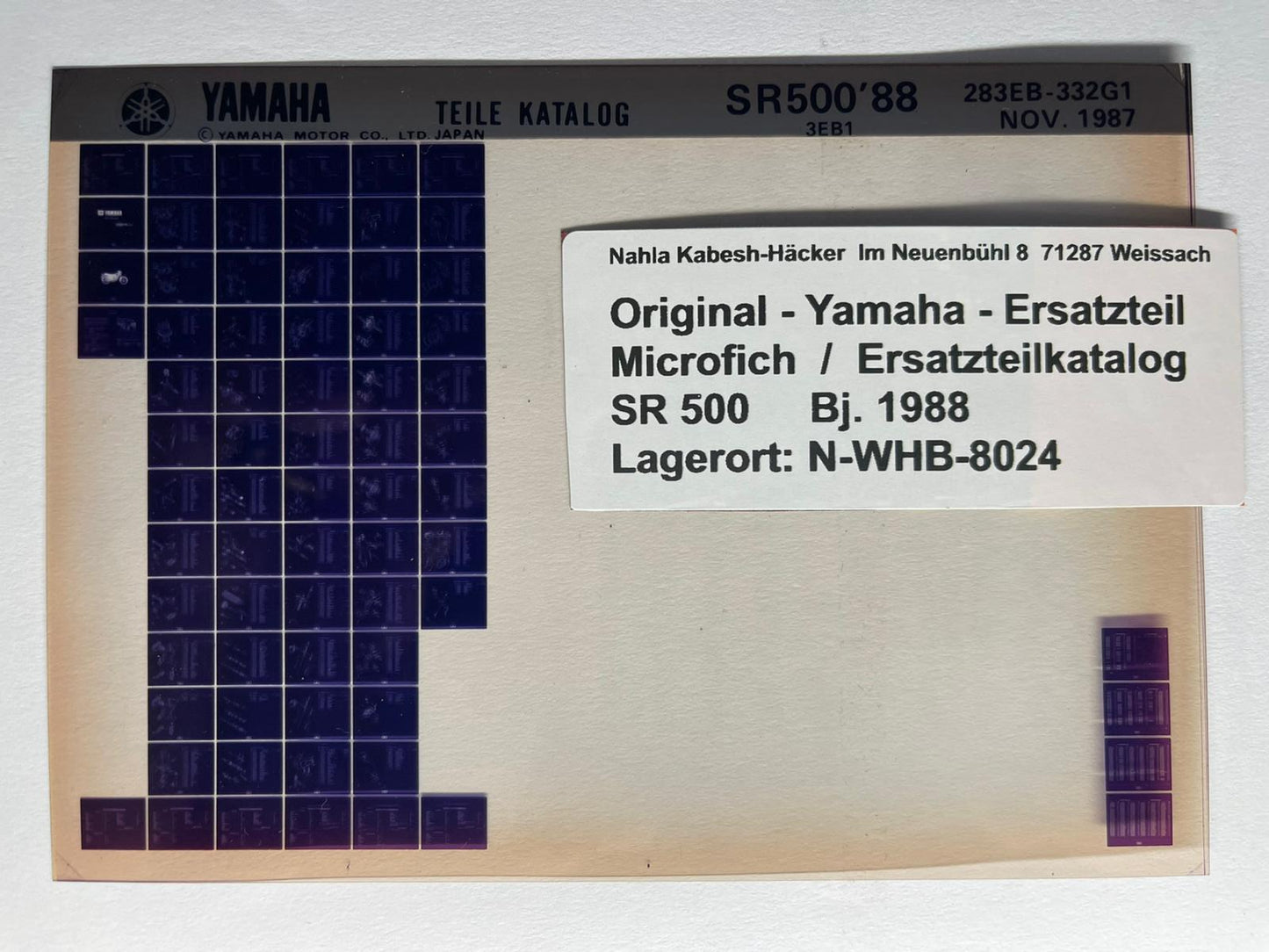 Microfich  SR500SP - SR 500 SP - Baujahr 1988 - Ersatzteilkatalog