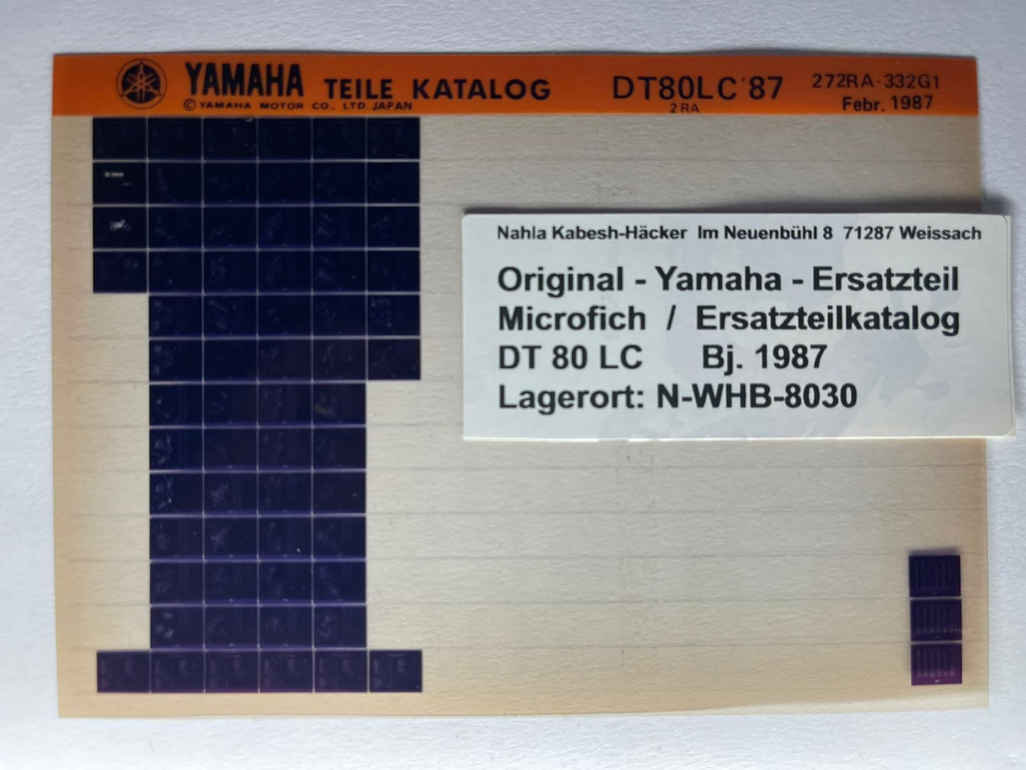 Microfich  DT80LC - DT 80 LC - Bj. 1987 - Ersatzteilkatalog - Leichtkraftrad