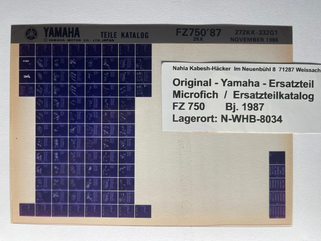Microfich  FZ750 - FZ 750 - Baujahr 1987 - Ersatzteilkatalog