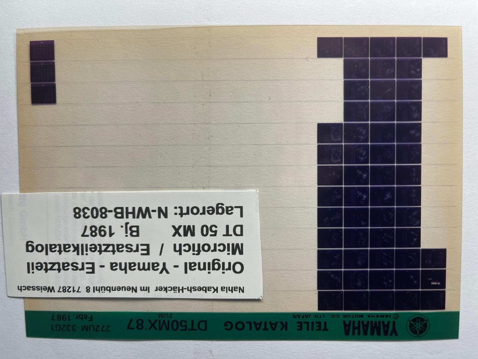 Microfich  DT50MX - DT 50 MX - Bj. 1987 - Ersatzteilkatalog - Mokick