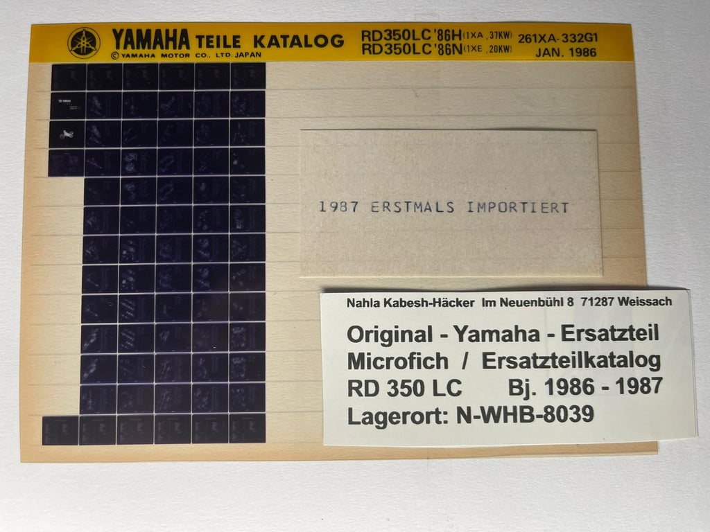 Microfich  RD350LC - RD 350 LC - Bj. 1986 - 1987 - Ersatzteilkatalog