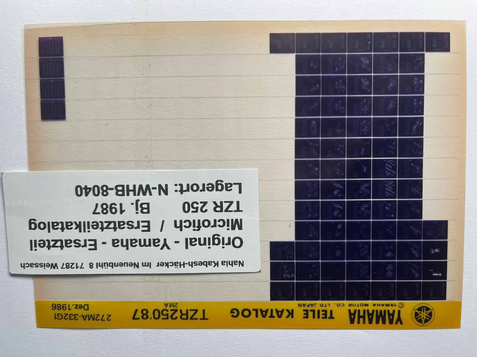 Microfich  TZR250 - TZR 250 - Baujahr 1987 - Ersatzteilkatalog