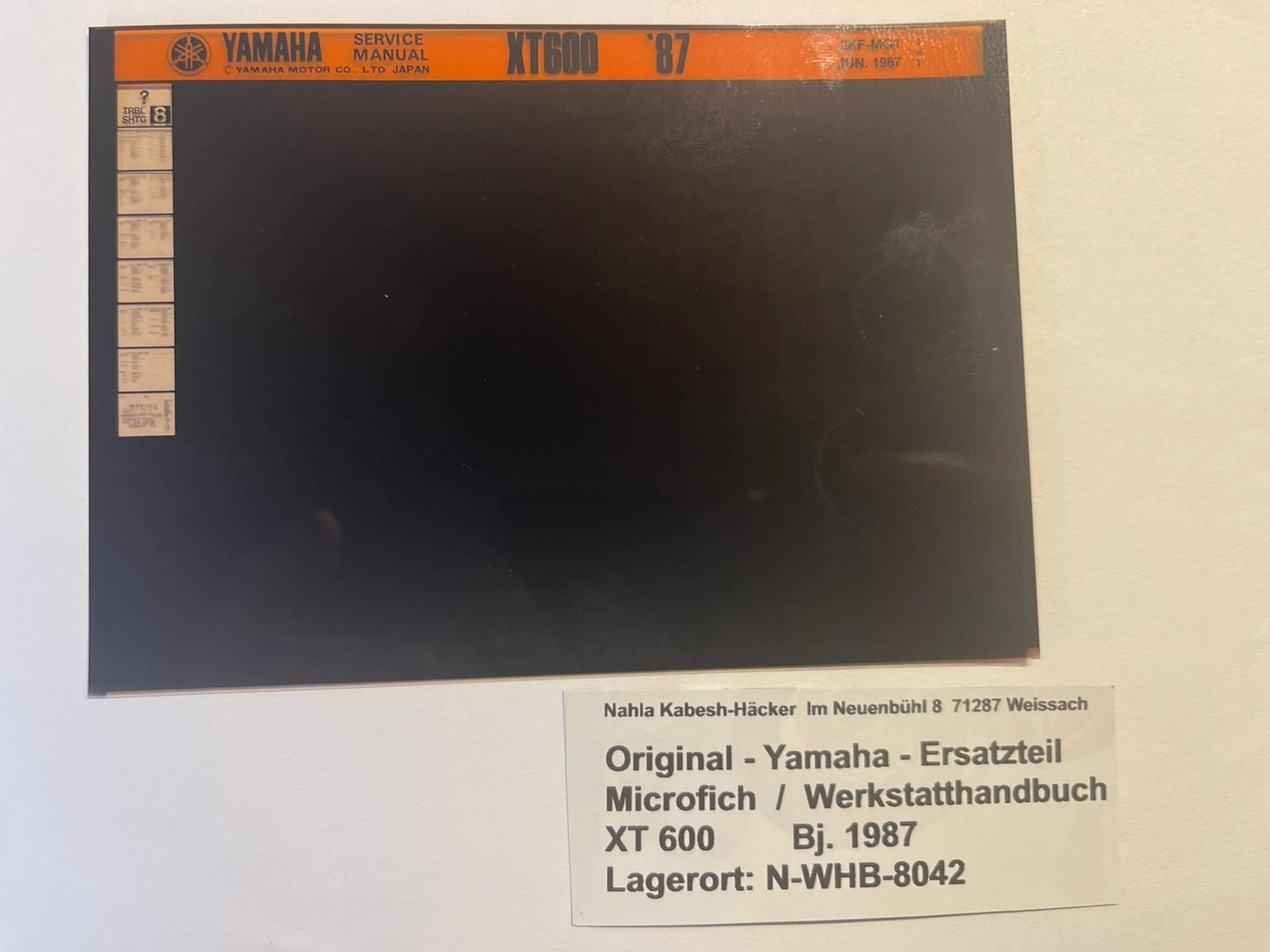 Yamaha Werkstatthandbuch XT600 XT 600 - Bj. 1984 - 1986 - Microfich