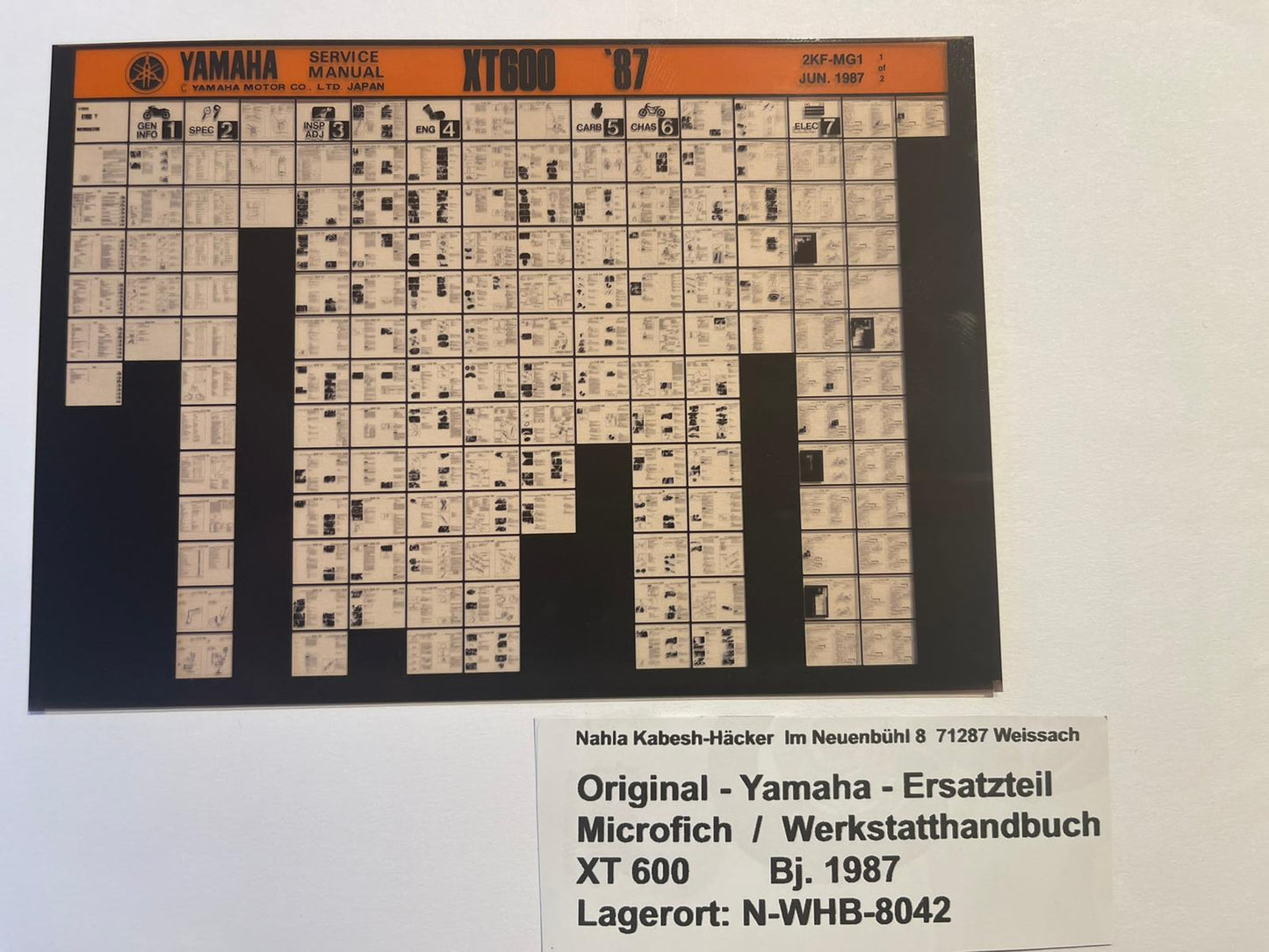 Yamaha Werkstatthandbuch XT600 XT 600 - Bj. 1984 - 1986 - Microfich