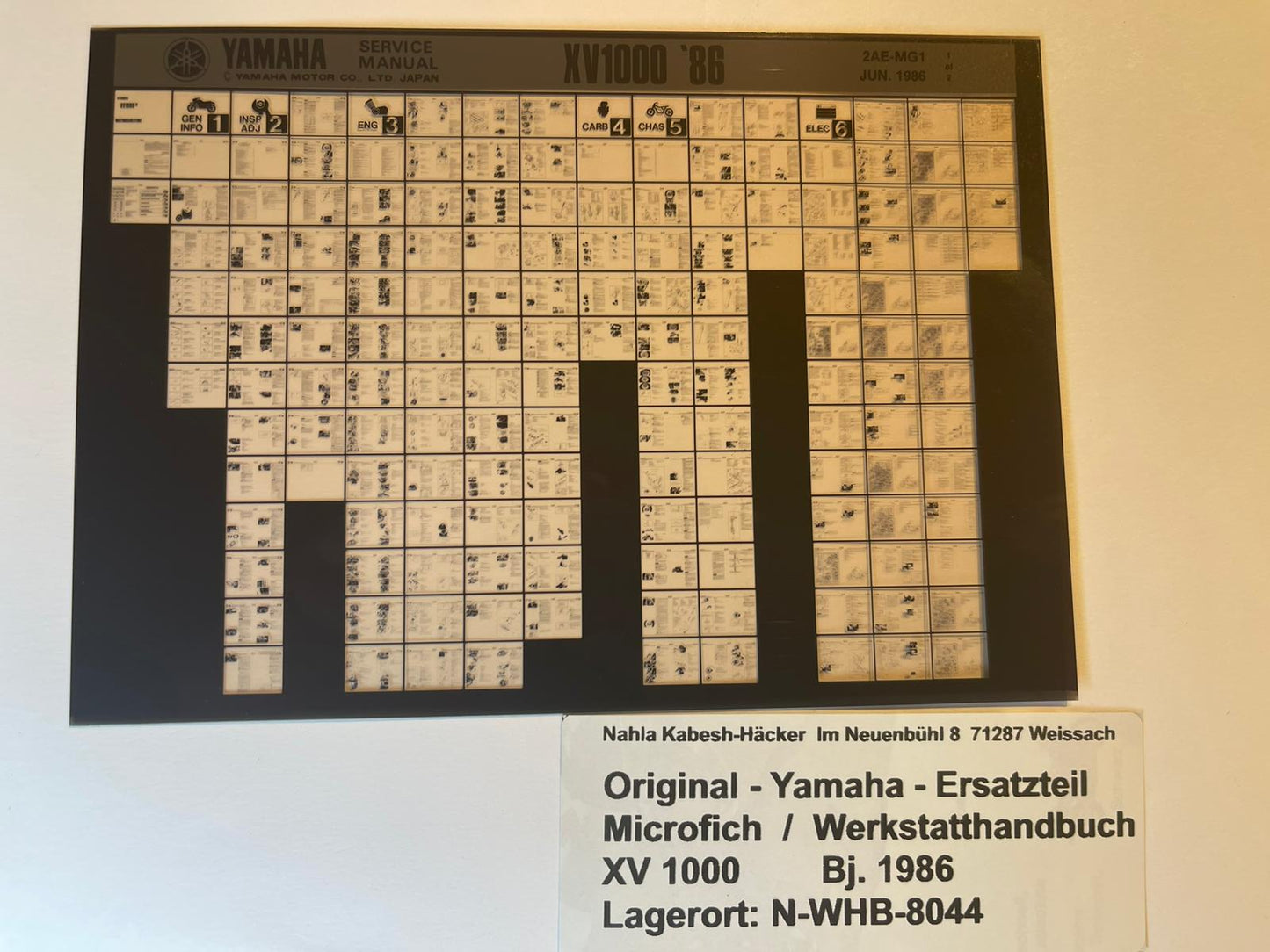 Yamaha Werkstatthandbuch XV1000 XV 1000 - Bj. 1986 - 1987 - Microfich